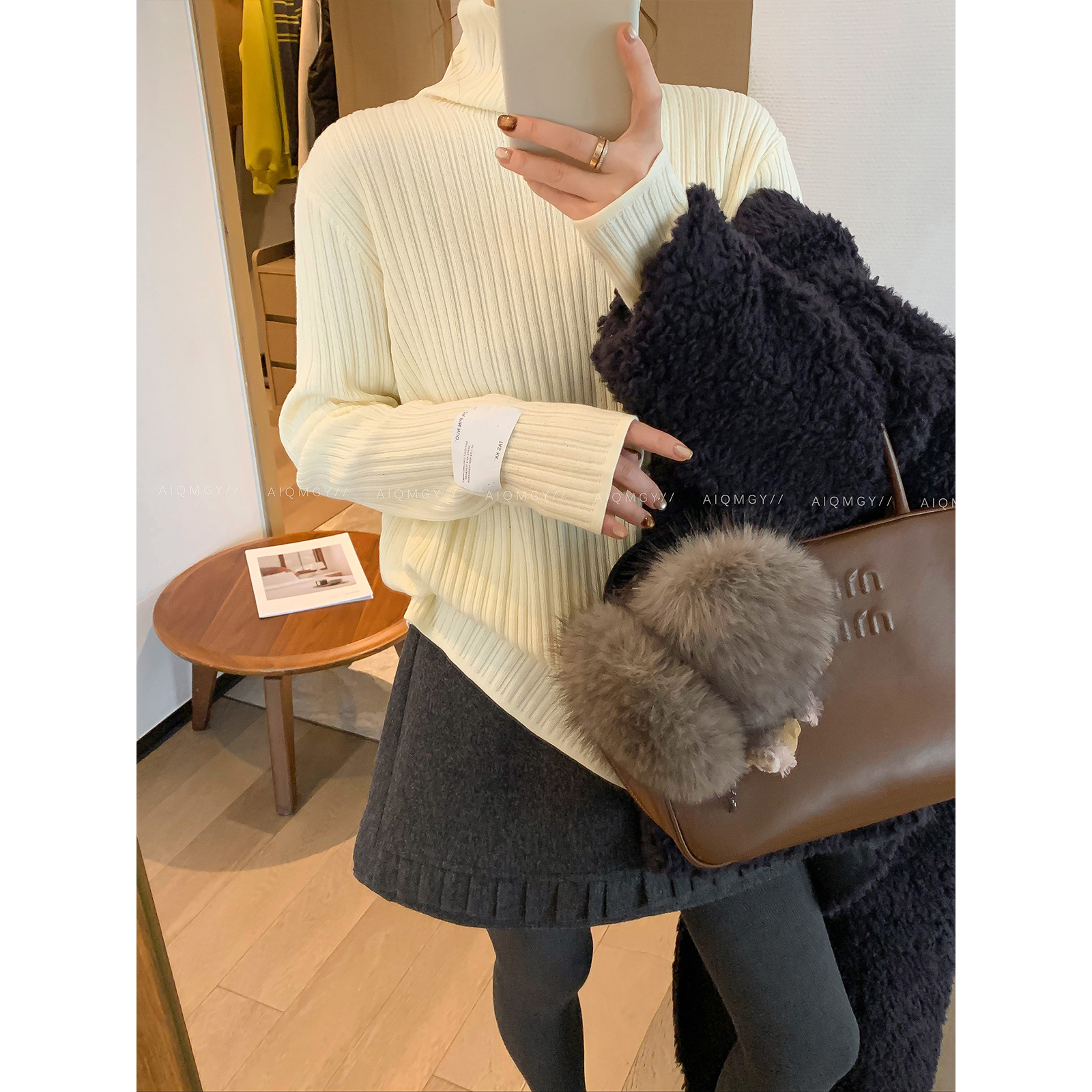 爱情魔鬼鱼高领针织衫2025冬季新款女装内搭气质显瘦百搭打底上衣