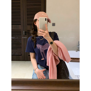 韩系减龄百搭体恤上衣 圆领印花T恤女2026春夏新款 爱情魔鬼鱼 短袖