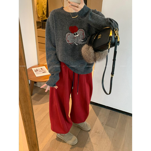 爱情魔鬼鱼长袖大象牛绒针织衫