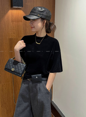 爱情魔鬼鱼圆领短袖丝绒T恤女