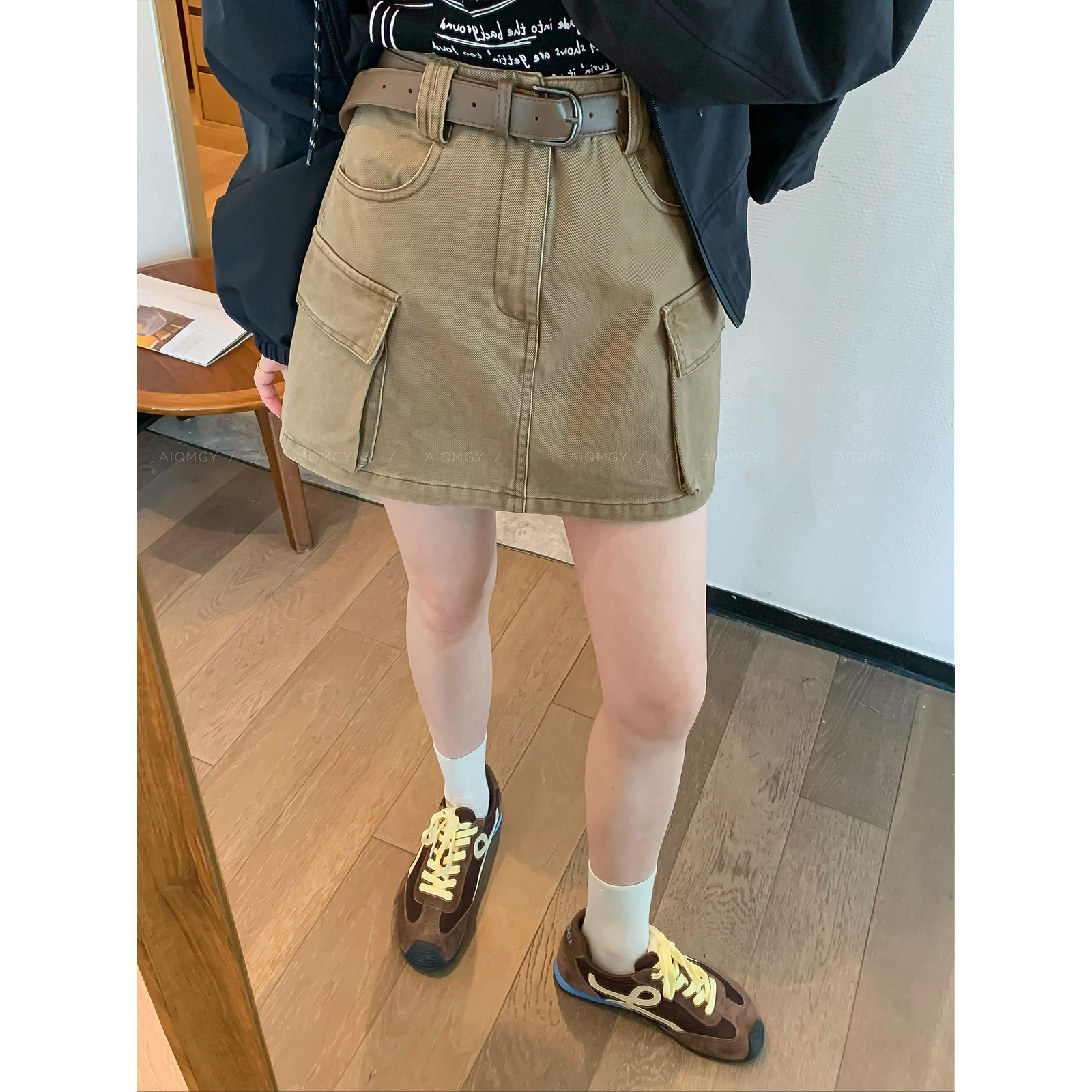 爱情魔鬼鱼工装半身裙女A字短裙