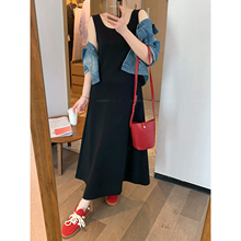 爱情魔鬼鱼 黑色无袖背心连衣裙女2025夏季新款宽松显瘦气质长裙