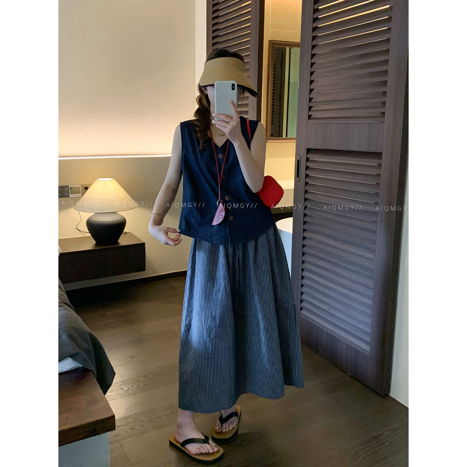 爱情魔鬼鱼 休闲套装女2026年夏季新款马甲背心条纹半身裙两件套