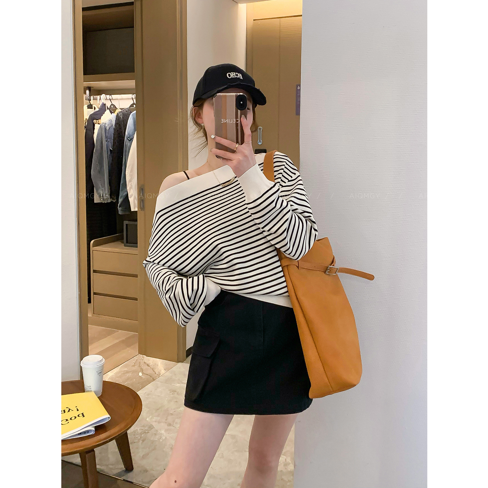 爱情魔鬼鱼斜领针织衫女上衣