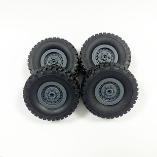 飞宇FY001遥控车四驱军卡轮胎配件黄蓝色轮毂空心耐磨车轮顽皮龙