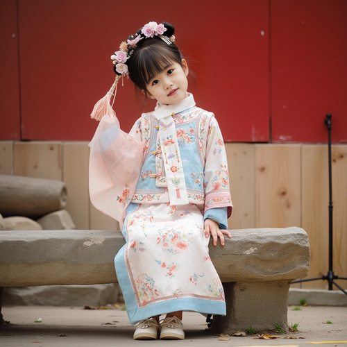 清朝宫廷中国风两件套格格服