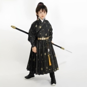 男童明制汉服新款 春秋黑色儿童锦衣卫贴里飞鱼服儿童妆花织金汉服