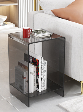 亚克力床头柜沙发边几茶几角几定制透明现代简约客厅卧室床边收纳