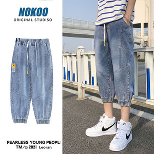 大码牛仔短裤男夏季新款七八分牛仔裤弹力束脚裤XZ1007-1-NK05P35图片