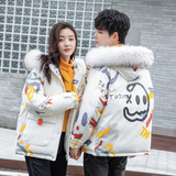 港风21秋冬小鬼印花羽绒服男女情侣宽松连帽外套YR1202P130，男装羽绒服，星座1602（原101B）