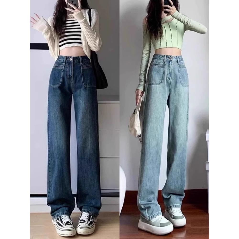 直筒长裤常规牛仔布2024秋冬宽松