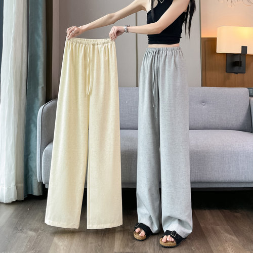 衣之派亚麻裤子女夏季薄款阔腿裤2025夏季新款直筒女裤棉麻休闲裤