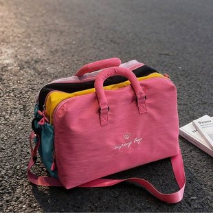 多巴胺撞色旅行包男款大容量手提行李包登机包女轻便旅游收纳袋女