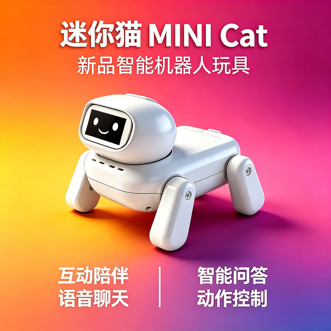 迷你猫AI智能桌面四足机器人电子宠物聊天对话玩具