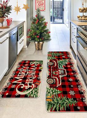 Christmas reindeer kitchen mat absorbent floor mat圣诞厨房垫