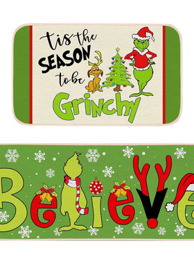 Christmas Grinch Green Haired Monster Kitchen Absorbent Mat