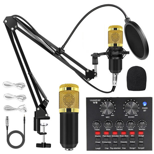 Microphone, phone sound card, computer recording stand