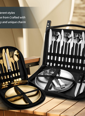 New Stainless Steel Tableware 10pcs Camping Tableware Set