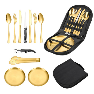 Stainless steel cutlery camping knife fork spoon set