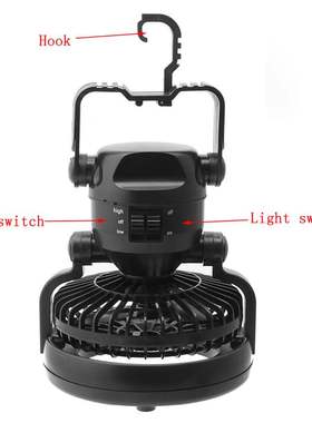 Portable 2 In 1 Camping Ceiling Fan Light Hanging Tent Lamp