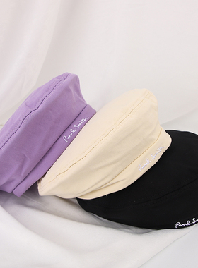 韩版ins风百搭贝雷帽秋冬薄款文艺复古画家帽子日系紫色蓓蕾帽女