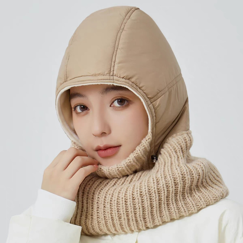 防风保暖护颈一体套头帽子女2025冬季户外骑行加厚防寒护耳雷锋帽