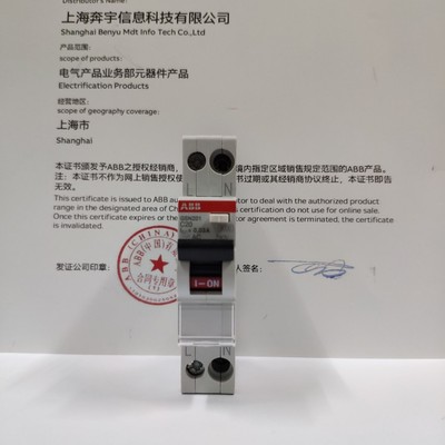 ABB原装进口漏电保护器GSN201一位双进双出空气开关断路器1P+N6KA