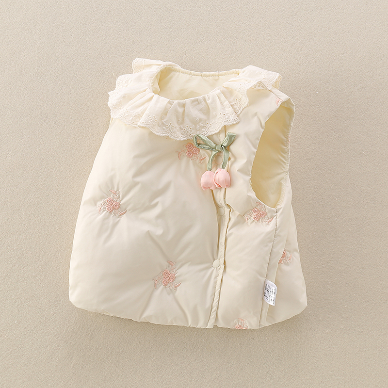 儿童羽绒马甲秋冬装轻薄款女宝宝公主可爱白鸭绒外出服小女童外套