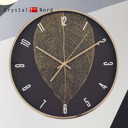 CrystalNord金色金属框静音挂钟
