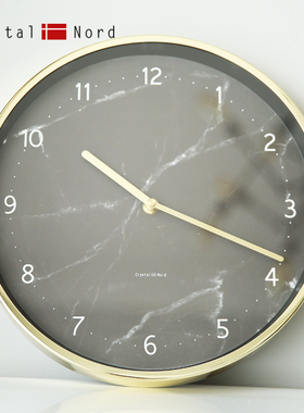 CrystalNord黑色大理石纹数字挂钟客厅简约时尚美式豪华奢华轻奢