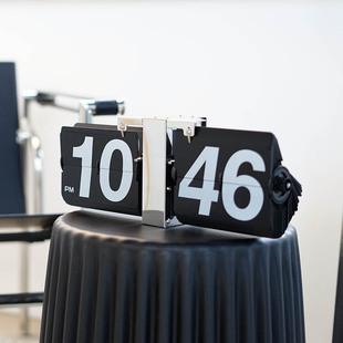 CrystalNord自动翻页钟北欧风客厅台钟时尚 创意座钟桌面摆件时钟