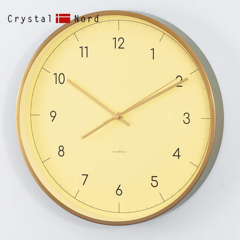 CrystalNord米黄色金属框挂钟