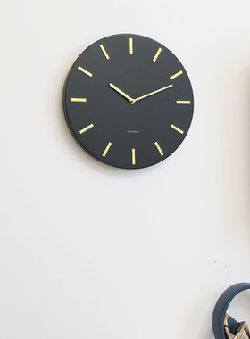 Crystal Nord黑色金属挂钟轻奢客厅现代简约卧室静音家用北欧挂表