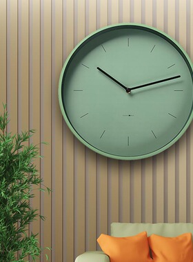 绿色蓝色黄色金属时钟北欧客厅挂墙钟现代简约家用极简免打孔静音