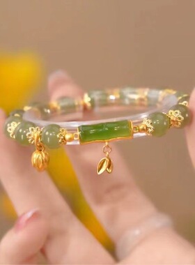 东陵玉竹节手链爆款古风节节高手串链素雅小清新节节高升手镯