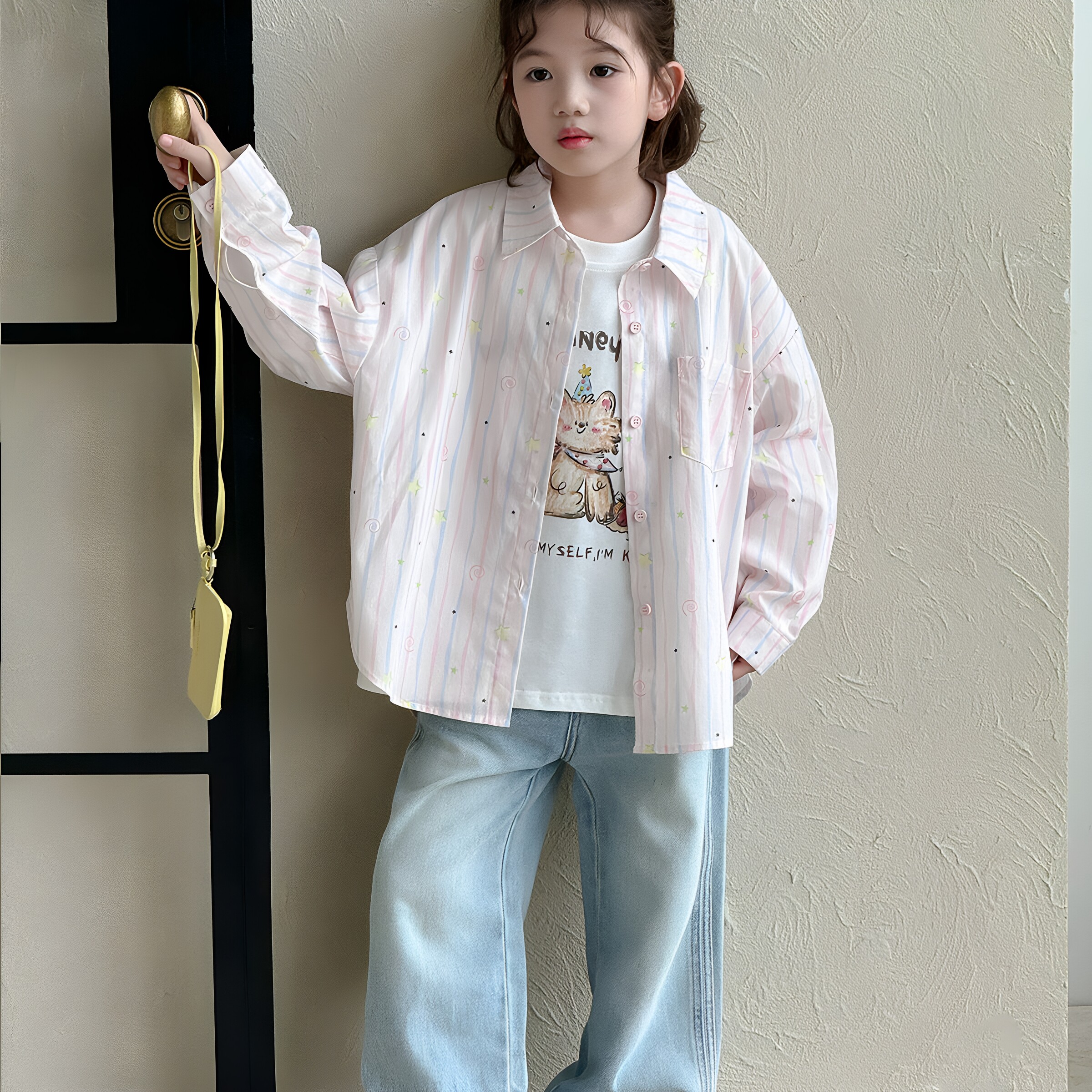 2026新款女童条纹春秋衬衫外套图片