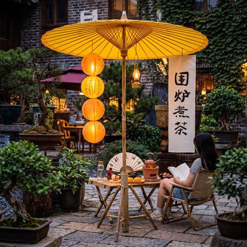 户外防水遮阳伞庭院围炉煮茶伞