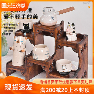 小型博古架实木中式桌面茶壶展示架紫砂壶摆放架子茶具置物架摆件