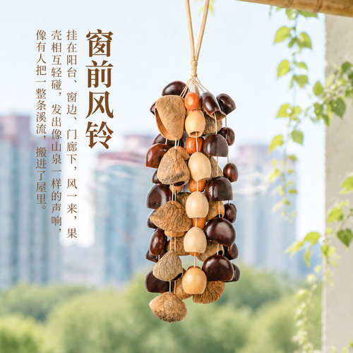 天然手工果壳风铃复古包包挂饰