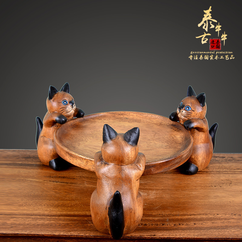 泰国进口家居果盘复古风木水