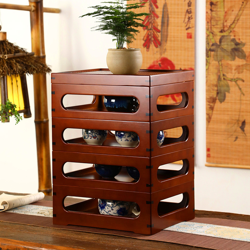 茂恒手工艺竹制多层收纳盒中式