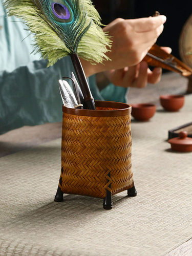 茂恒手工艺竹编大漆笔筒