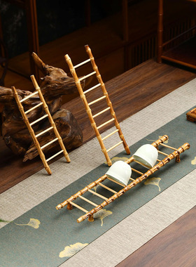 竹根梯子竹制品节节高升仿古小梯子 家居饰品 摆件 工艺品 小扶梯