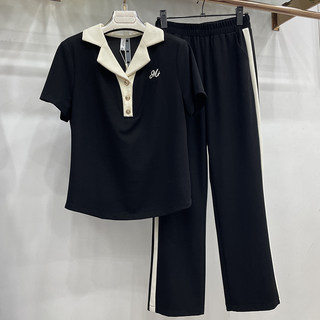 时尚休闲套装女夏季新款韩版显瘦修身T恤阔腿裤运动服两件套清仓