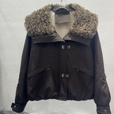 翻领羊羔毛领加绒加厚外套