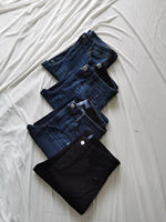 High-stretch, high-waisted, slimming and form-fitting blue and black ripped straight nine-inch fringed jeans for foreign trade in the US thumbnail 5