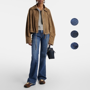 美单小李子春秋喇叭复古深蓝宽松大长腿拖地弹力中低腰喇叭牛仔裤