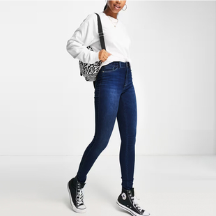 2件9折新款欧单超大码300斤深蓝小脚裹腿修身深蓝色高弹力牛仔裤