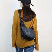 韩系慵懒风包包质感尼龙真皮百搭女四季 通用大容量帆布斜挎饺子包