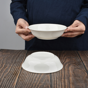 2个15.8元 简约德化白瓷汤菜盘6.7英寸陶瓷拌面盘深盘小菜盘个人盘